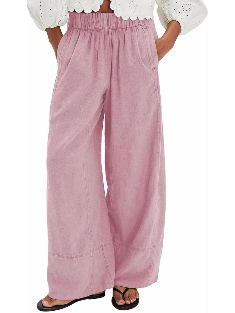 Soft Pink Wide Leg Pants (3XL) — Effortless, Flowing, All Day Comfort